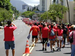 March protesting white admissions to Kamehameha Schools.