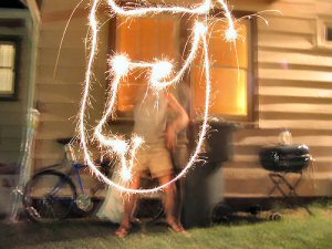 An image created by the light of a sparkler.