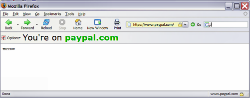 Mozilla browser showing spoofed URL.